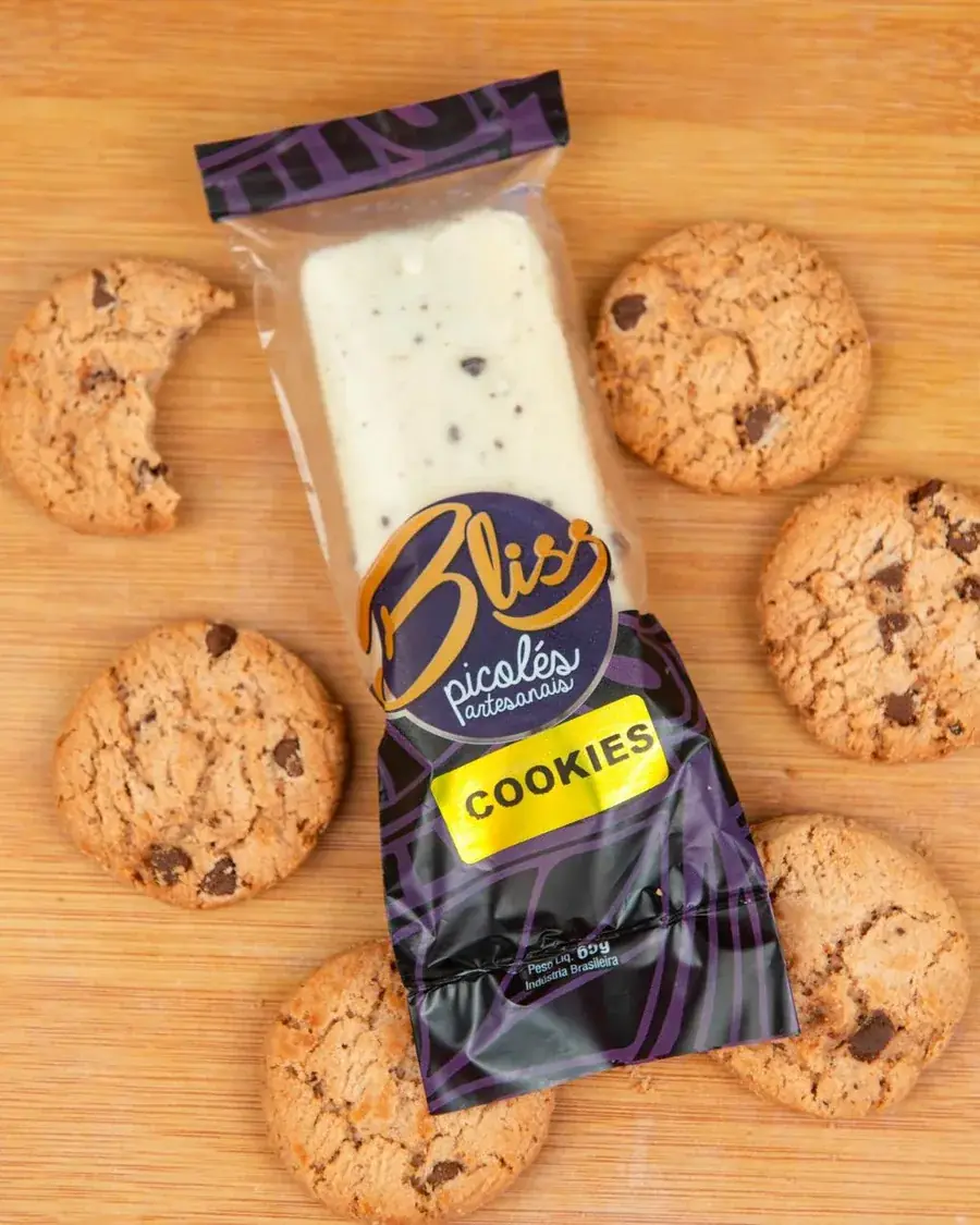 Picolé artesanal Bliss sabor cookies