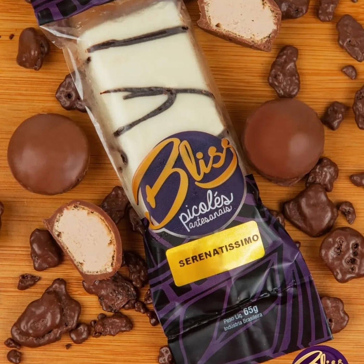 Picolé Bliss da linha especial sobre bombons e chocolate